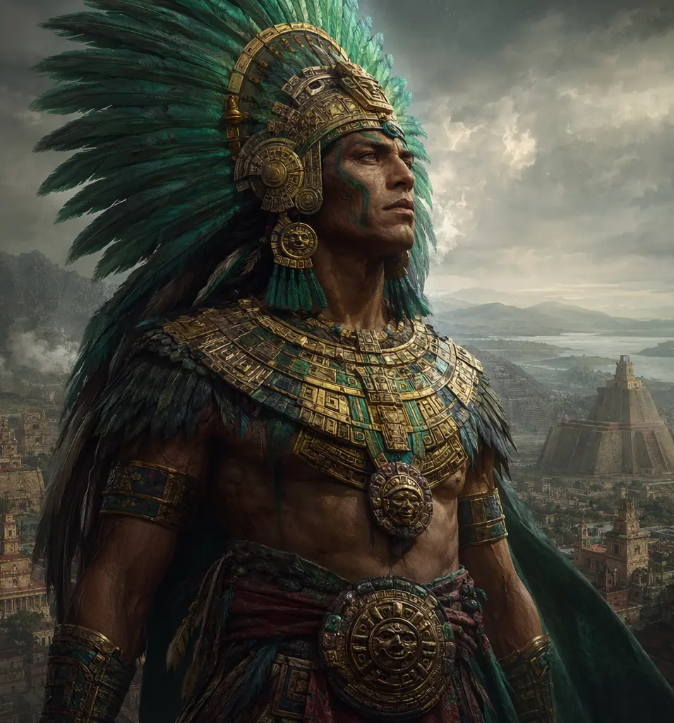 Azteken-Krieger mit Federschmuck
