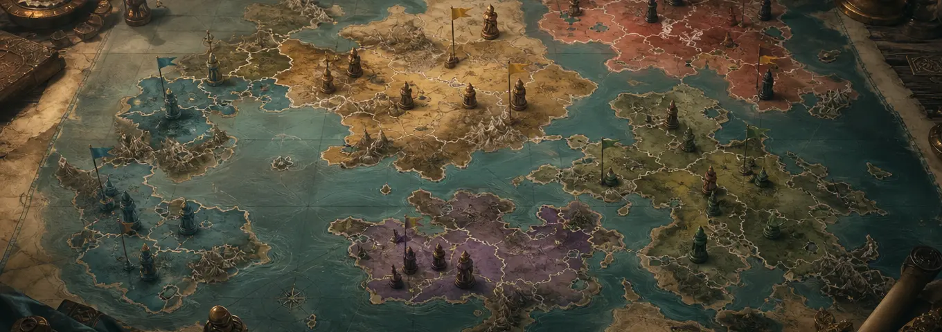 Strategische Weltkarte mit markierten Territorien